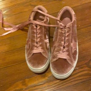 Pink velvet madden sneakers